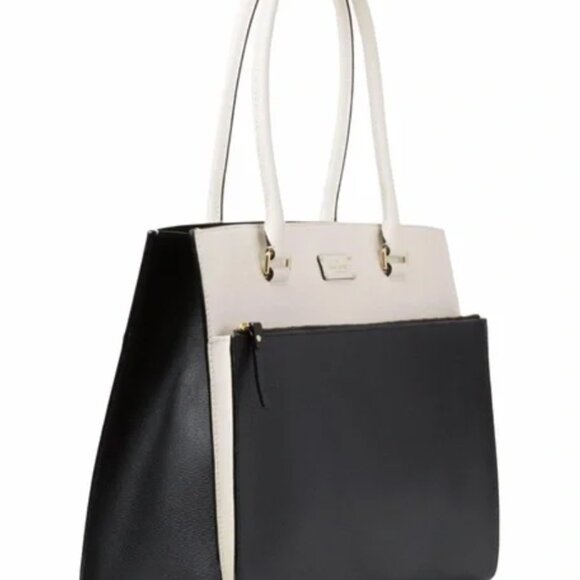 Kate Spade Black White Leather Grove Street Maeve Shoulder Bag Excellent Preown - Picture 2 of 5